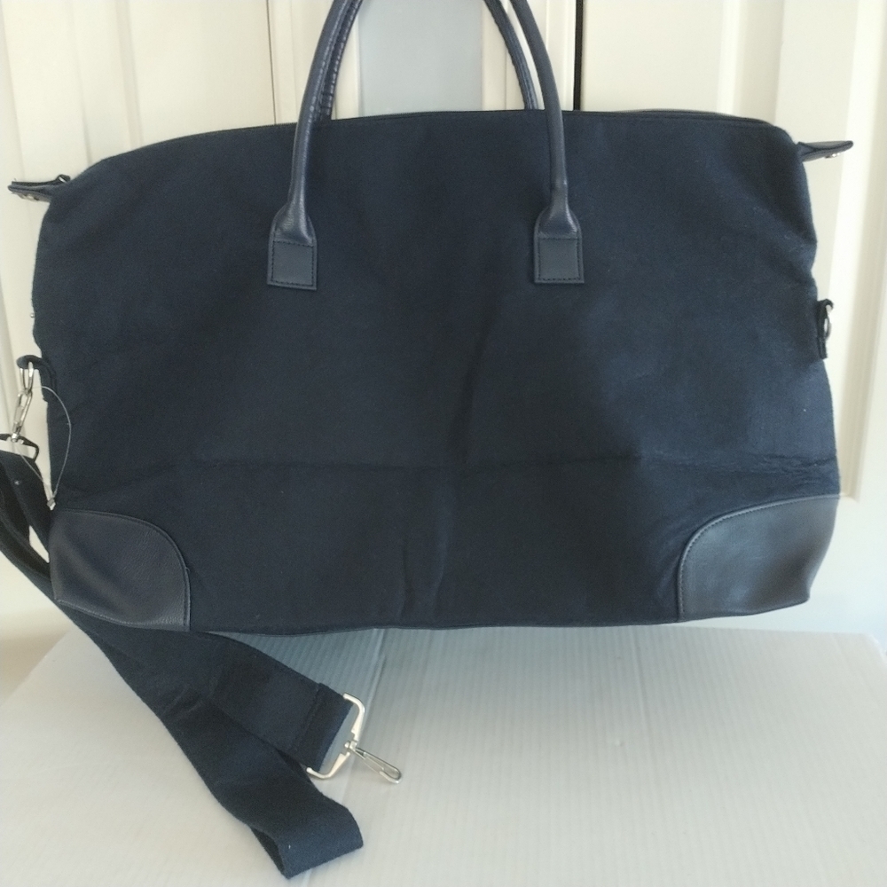 DSW Navy Felt Weekender Tote Luggage Travel Bag - Picture 7 of 11
